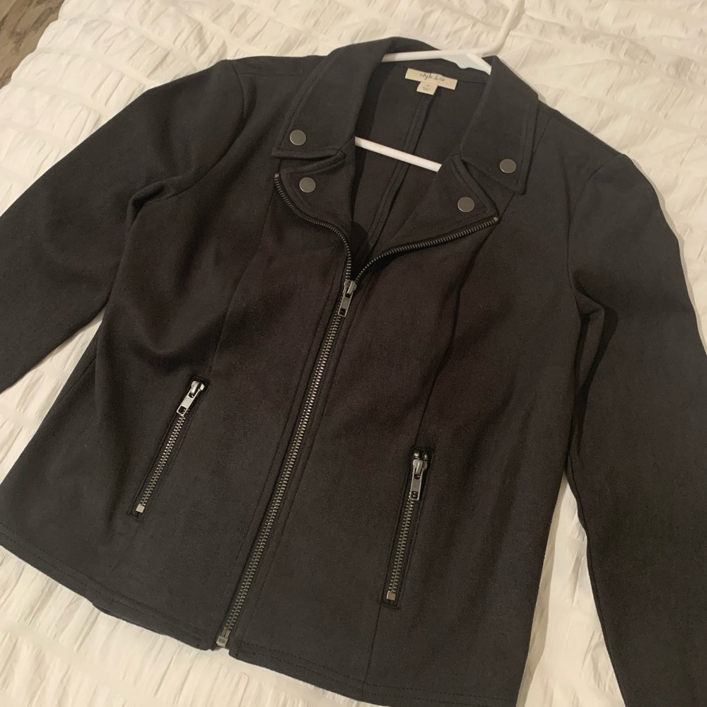 Suede motto jacket for sale. Brand new, never worn. Size Petite (Small).